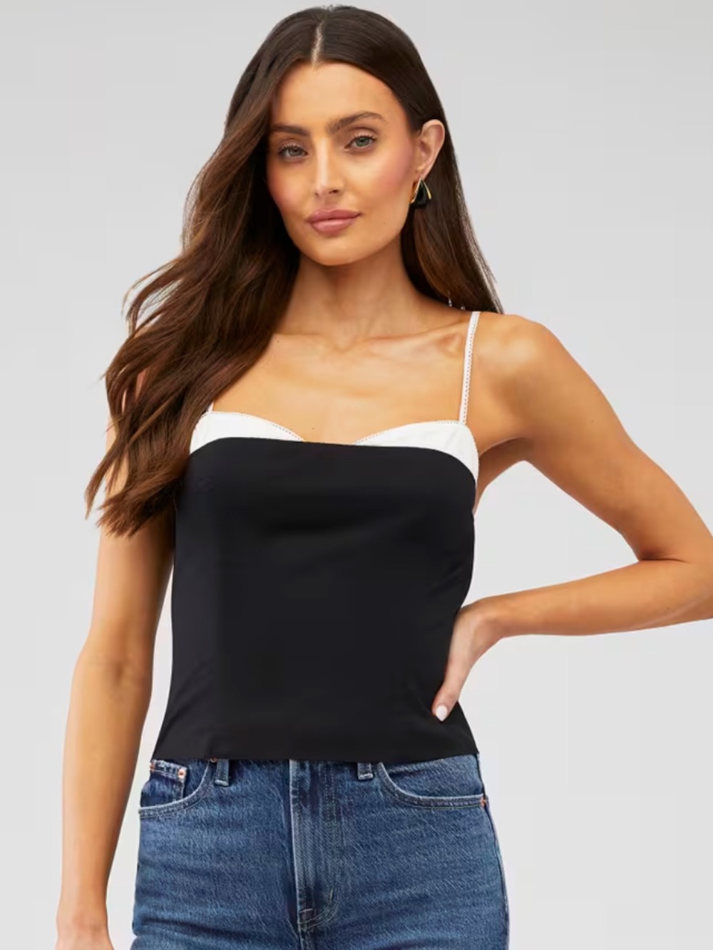 NWT Nia black and white Fremont contrasting Lace cami bustier top